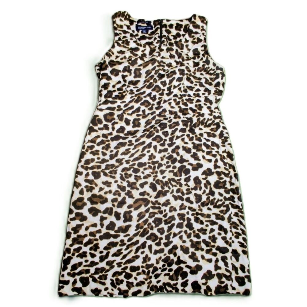 Jones New York Signature Leopard Print Sheath Dress Women’s Size 8